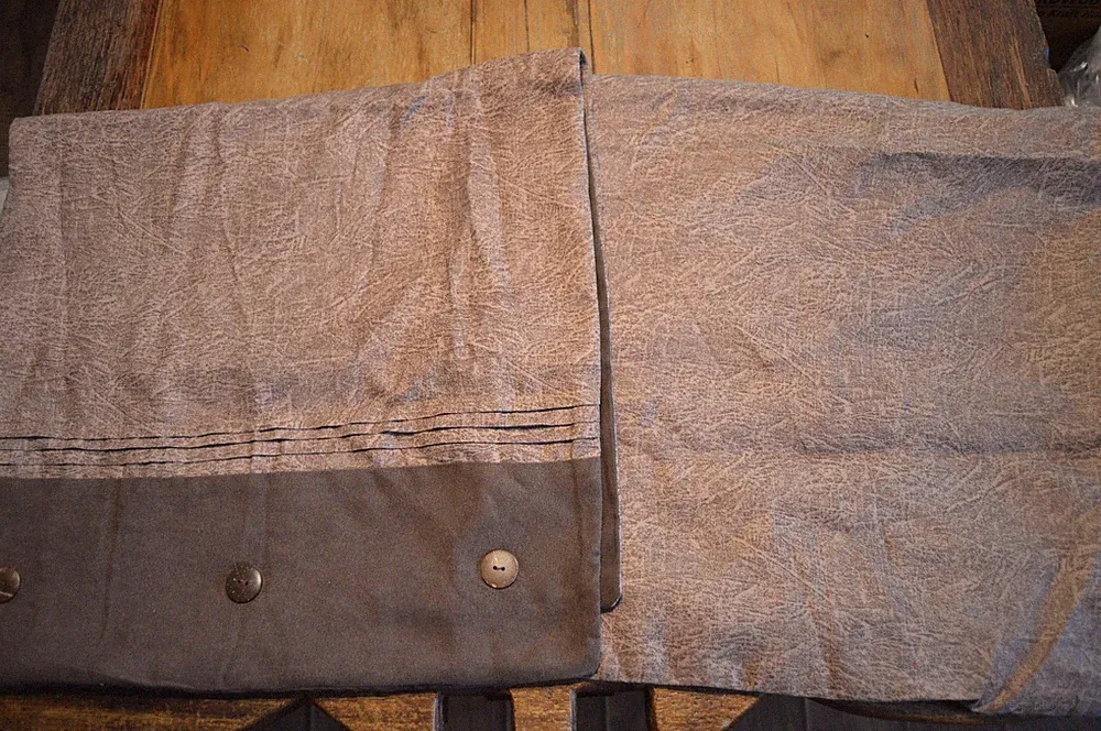 2 Madison Park Boone Microsuede King Size Pillow Shams,Brown W/ Buttons,NEW