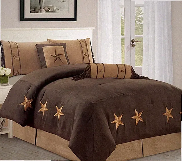 6 Piece Luxury Western Bedding - Oversize King Size Cabin Micro Suede Comforter