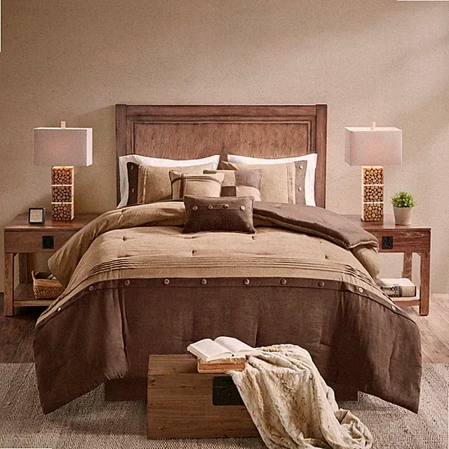 7 Piece Faux Suede Comforter Set Brown Cal King