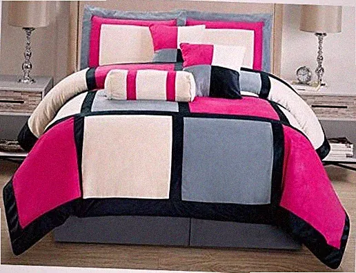 7 Piece Queen Size Pink, Grey Color Bedding (94"X 92") Comforter Set Micro