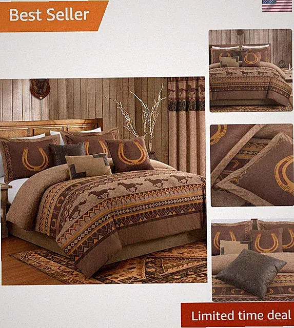 7-Piece Southwestern Wild Horses Microsuede Bedding Comforter Set California...