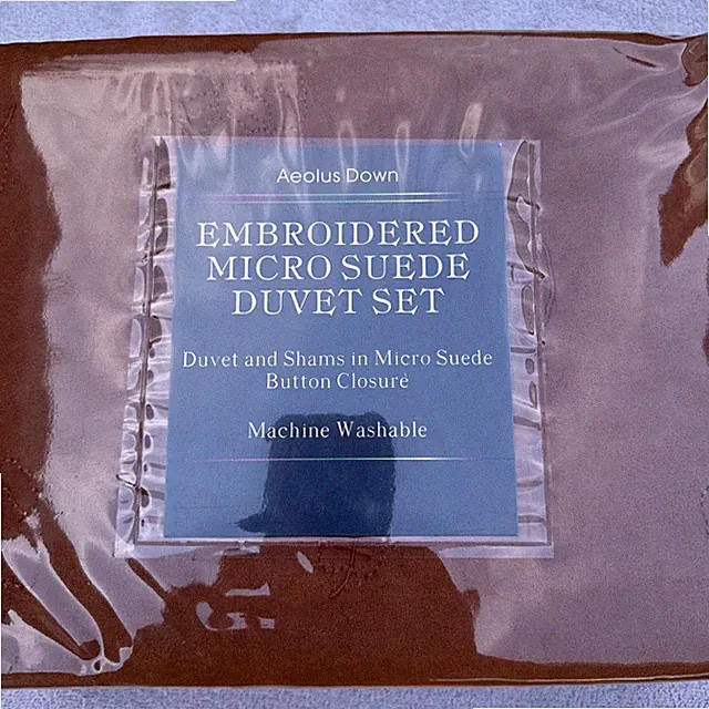 Aeolus Down Embroidered Micro Suede Duvet Set Full/Queen New 1 Duvet 2 Shams