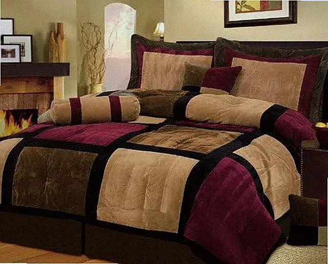 Burgundy Brown Black King Micro Suede 7 Piece Comforter Set with Pillows