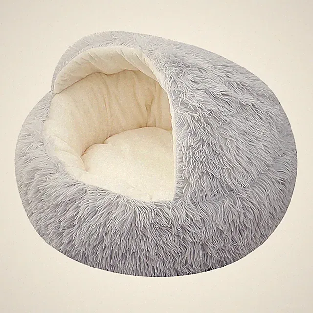 Calming Dog Beds & Cat Cave Bed with Hooded Cover,Removable Washable round Beds