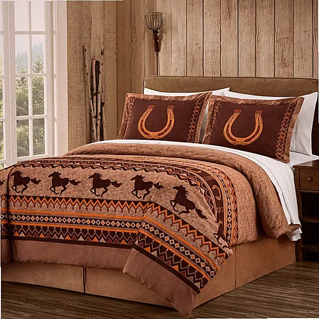 Chezmoi Collection 7-Piece Southwestern Wild Horses Bed in a Bag Comforter Set