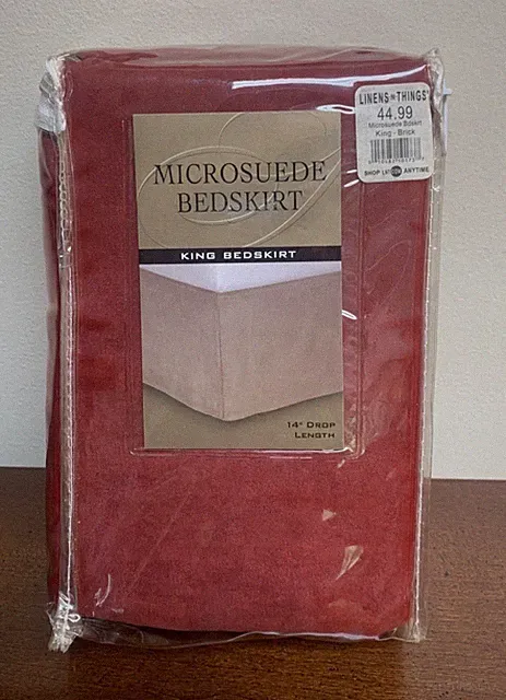 King Size Brick Red Micro Suede 14 in Drop Length Tailored Bedskirt Machine Wash