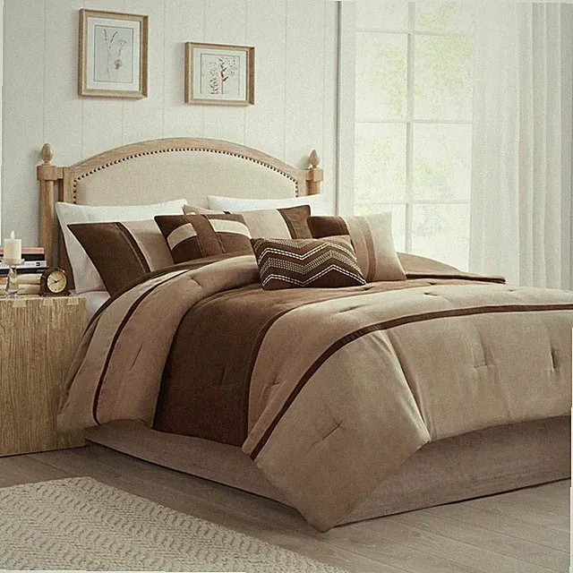 Madision Park Palisades 7-Piece King Comforter Set - Cozy Faux Suede Brown
