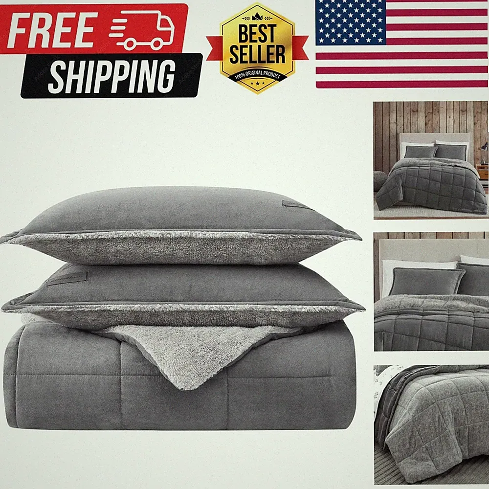 Queen Comforter Set, Microsuede Bedding with Soft Sherpa Reverse, 3 Piece Bed...