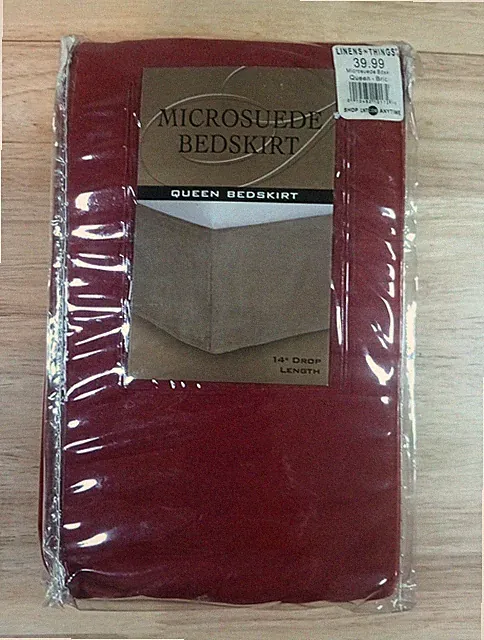 Queen Size Microsuede Bedskirt Red Brick 14" Drop 60 X 80" New