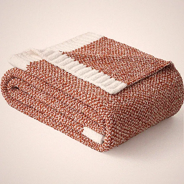 Rust Super Soft Throw Blanket Cozy Fluffy Warm Throws Knit Sofa 50x60 Inch