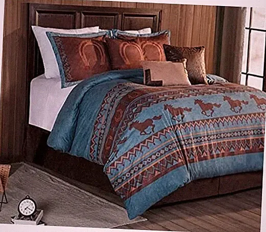 Sedona 7-Piece Southwestern Wild Horses California King Turquoise Blue