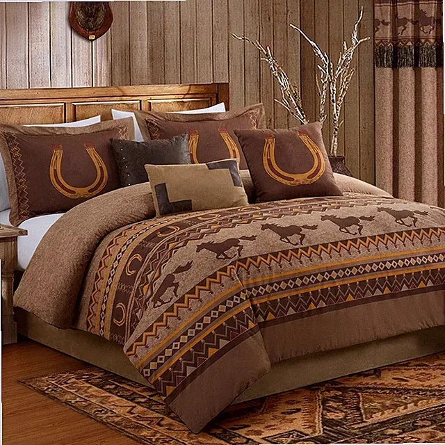 Sedona 7-Piece Southwestern Wild Horses Microsuede Bedding Comforter Set (Califo