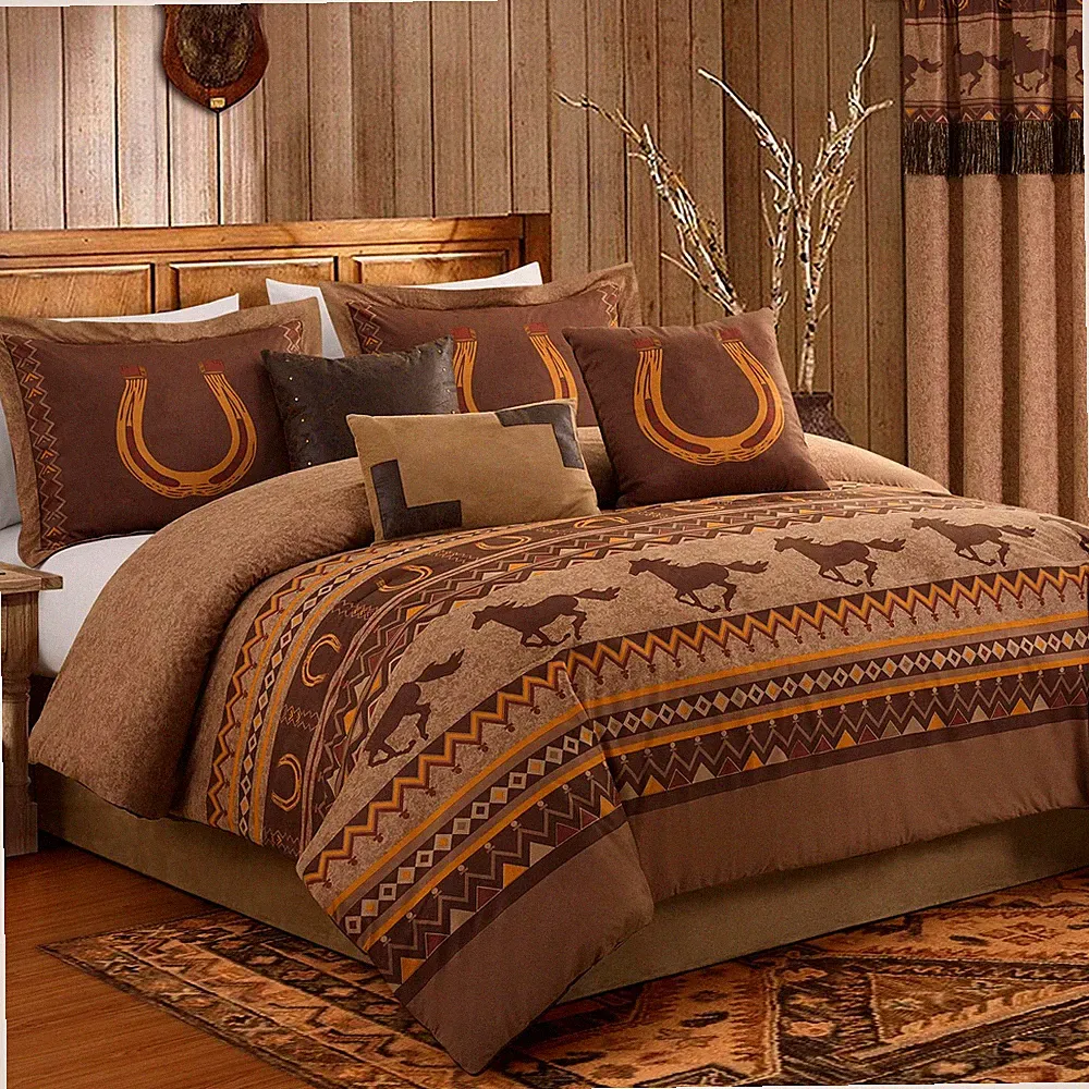 Sedona 7-Piece Southwestern Wild Horses Microsuede Bedding Comforter Set (Full)
