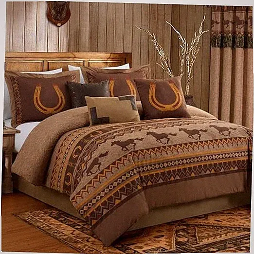 Sedona 7-Piece Southwestern Wild Horses Microsuede California King Brown