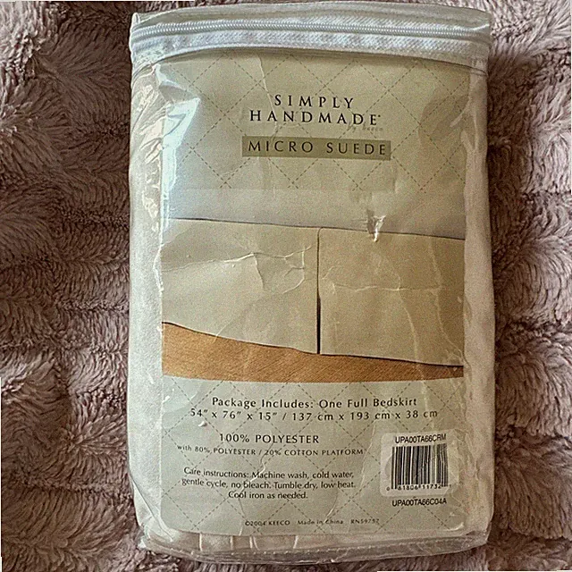 Simply Handmade Micro Suede Full Bedskirt 15” Drop Beige Bed Bath & Beyond NIP!
