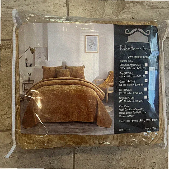 Tache Home Fashion 3 PC. Comforter Bedspread Set, Queen, New Tan / Brown