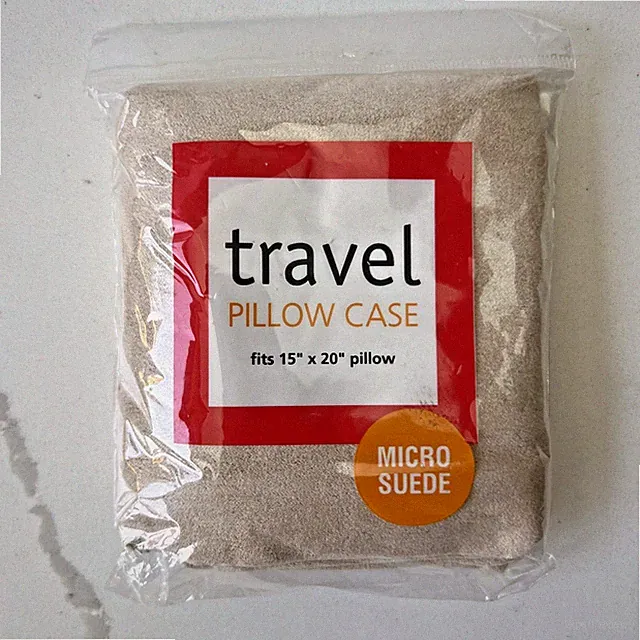 Travel Pillow Case Microsuede Tan 100% Polyester Fits 15”x20” Machine Wash Zip