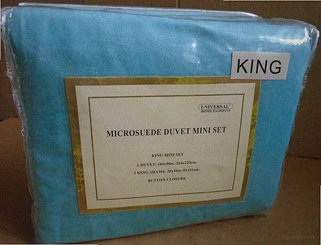 Universal Home Fashions Microsuede Duvet KING Mini Set Solid TEAL NEW